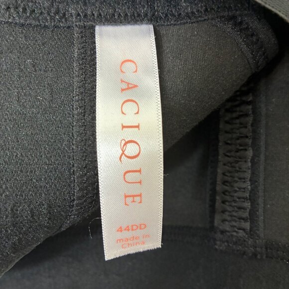 Cacique Black Full Coverage Unlined No-Wire Bra 44DD Logo Band Comfort Fit - Picture 7 of 8